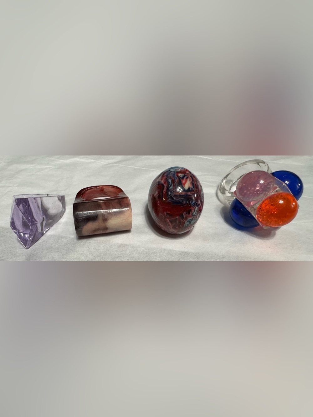 Vintage lot of multicolor acrylic/plastic rings